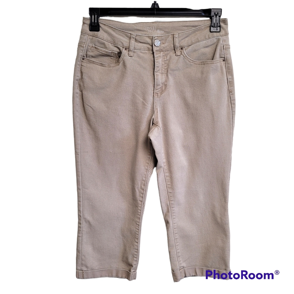 Capri Khaki Denim Pants-Ladies